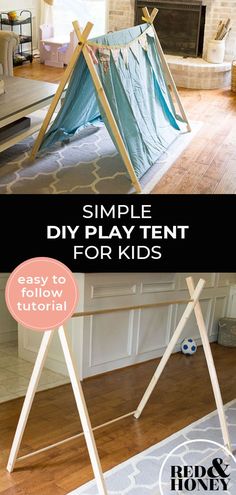 a simple diy play tent for kids to build in the living room or bedroom