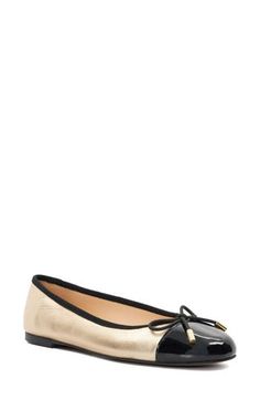 A hardware-tipped bow at the instep elevates a luxe ballet flat fashioned with a glossy cap toe for contemporary elegance. Leather upper and lining/synthetic sole Imported Womens Ballet Flats, Dune London, Ladies Of London, Nordstrom Store, Ballet Flat, Fashion Flats, Flat Shoes Women, Ballet Flats, Leather Upper