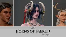 three different avatars with horns on their heads and the words horns of farun above them