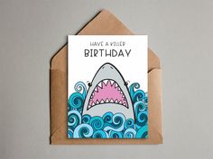 a birthday card with a shark on it