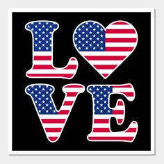 the word love with an american flag design