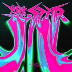 the word graffiti is written in neon pink, blue and green colors on a black background