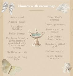 #names #nameswithmeanings #notes Names Meaning Healing, Names That Mean Happiness, Pretty Girl Names With Meaning, Names That Mean Beauty, Rare Girl Names With Meanings, Baby Name Meanings, Names Meaning Life, Pretty Names With Meanings, Pretty Girl Names Aesthetic