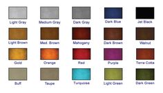 the color chart for different shades of paint