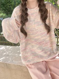 This rainbow soft pastel oversized sweater adds a subtle pop of color to your wardrobe. Featuring a soft pastel color palette, you can mix and match your coquette and fairy-inspired autumn wear with ease. Ideal for the fashionista looking for versatile layering options. Size Guide: S: bust: 116cm, length: 64cm, shoulder: 58cm M: bust: 120cm, length: 66cm, shoulder: 60cm Fabric: 25% cotton, 75% polyester Cute Multicolor Long Sleeve Sweater, Oversized Rainbow Casual Sweater, Casual Oversized Rainbow Sweater, Rainbow Long Sleeve Sweater For Spring, Trendy Rainbow Long Sleeve Sweater, Spring Rainbow Long Sleeve Sweater, Long Sleeve Rainbow Sweater For Spring, Trendy Long Sleeve Rainbow Sweater, Soft Texture Long Sleeve Sweater For Spring