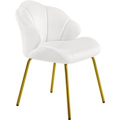 a white chair with gold legs on a white background