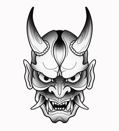 Simple Hannya Mask Tattoo, Japanese Devil Tattoo, Hannya Mask Art, Hania Mask, Monster Tattoo Designs, Oni Tattoo Design, Japanese Oni Mask Tattoo, Japanese Hannya Mask Tattoo