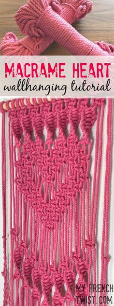 the macrame heart wall hanging is made with yarn and crochet, so it's easy to make