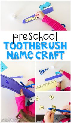 Toothbrush Preschool Crafts, Teeth Lesson Plans Preschool, Preschool Hygiene Theme, Toothbrush Art For Preschool, Make A Toothbrush Craft, Childrens Dental Health Month Ideas, Preschool Dental Crafts, Dental Hygiene Week Preschool, Dental Health Month Preschool