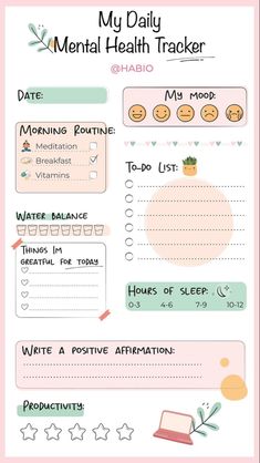 Ipad Journaling Template, Self Care Notebook Ideas, Getting My Life Together List Template, Planer For Study, Study Notes Template, Mental Health Bullet Journal, Study Planner Template, Daily Journal Template, Mental Health Tracker