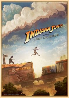 the poster for indiana jones and the last cruisge is shown in front of a train