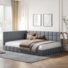 PRICES MAY VARY. 🍩[Elegant Design] - Elevate the timeless elegance of your master or guest bedroom with our upholstered daybed, infusing a contemporary touch into the space. The backrest and armrest boast exquisite lattice detailing, enhancing the overall aesthetic appeal. Wrapped in a neutral-toned velvet fabric upholstery, this daybed bringing a hint of sophistication to any bedroom decor. Rely on this stylish and functional daybed to completely revamp your space into a comfortable and fashio Full Daybed, Day Bed Frame, Full Size Daybed, Sofa Bed Frame, Velvet Sofa Bed, Daybed Bedding, Bed In Corner, Wood Daybed, Upholstered Daybed