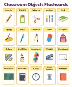 an image of classroom objects flashcards