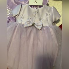 Layered Dress With Matching Headband Cute Purple Dresses For Baptism, Cute Purple Dress For Baptism, Cute Purple Baptism Dress, Summer Purple Dress For Baptism, Purple Summer Baptism Dress, Summer Baptism Purple Dress, Purple Flower Dress, Layered Dress, Layer Dress