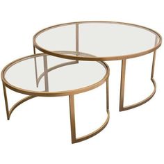 2PC Round Nesting Table Set Gold Frame Clear Glass Tops Coffee Tables LOOMLAN By Diamond Sofa Coffee Table Metal Frame, Round Nesting Coffee Tables, Nesting Table, Set Table, The Lane, Nesting Coffee Tables, Cool Coffee Tables, Coffee Table Wayfair, Coffee Table Accents