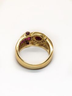 Stunning 18k solid yellow gold natural diamond and red ruby cocktail ring. Weight: 7.2 grams Size: 6 and sizable Width at the top appx: 11 mm widest point. Total number of diamonds: 28 round shape. Total diamond weight appx: 0.30 Ct Clarity: SI1-2 Color: G-H Total ruby weight appx: 0.92 Ct,Center ruby 0.32 Ct, 4.3×3 mm COMES IN A NICE GIFT BOX! YOUR SATISFACTION IS GUARANTEED! Please add me to your Favorites list Luxury Gold Ruby Ring With Lab-created Ruby, Gold Ruby Ring With Multi-stone Detail, Gold Ruby Ring With Multi-stone, Formal Gold Ruby Ring With Lab-created Ruby, Gold Diamond Ring With Lab-created Ruby For Formal Occasions, Gold Ruby Ring In Fine Jewelry Style, Lab-created Ruby Ring In Gold For Fine Jewelry, Gold Ruby Ring With Lab-created Ruby, Ruby Cocktail