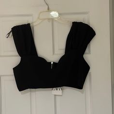 Ruching Details On Shoulders Black Size Medium Back Zip Closure Zara Cropped Top For Evening, Zara Cropped Evening Crop Top, Zara Evening Cropped Top, Black Zara Crop Top For Evening, Lace Bandeau Bra, Red Lace Bra, Black Bandeau, Crochet Bralette, White Bralette