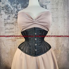 "New UNDERBUST from \"MystiC City Corsets\" design: MCC-232X ORIGINAL design/photo: \"MystiC City Corsets\" front length: 8 3/4\" side length: 6 3/4\"- 9\" back length: 9 1/4\" steel boning - 6 x 12mm wide \"white\" flat steel flexible bones - 18x 6mm wide spiral steel bones ( size 18 has 10 spiral bones) - steel busk - underbusk - floating modesty panel: 5\" wide ( boned) - waist tape - high quality gold tone 1/4\" grommets - lacing cord Corset MCC-32X is recommended for waist training, perfect Gothic Overbust Corset Belt With Medium Bust Support, Steampunk Underbust Corset For Halloween, Gothic Underbust Corset Belt With Boning, Underbust Corset For Costume Party, Vintage Fitted Corset For Halloween, Vintage Fitted Corset Dress For Halloween, Gothic Black Corset With Medium Bust Support, Black Fitted Corset Belt For Costume, Underbust Corset Dress With Boning And Fitted Bodice