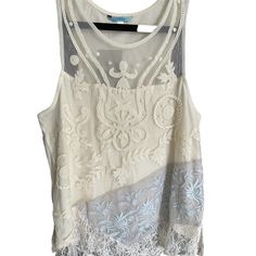 Leifnotes Womens Lace Overlay Long Tank Top Sleeveless Size S Cream Description: Condition: New With Tags Brand: Leifnotes Size: S Color: Cream Scoop Neck Lace Overlay Sleeveless Back Zipper Imported Lace Sleeveless Tank Top For Layering, Sleeveless Lace Top With Lace Trim For Layering, Spring Cream Tank Top With Lace Trim, Cream Lace Trim Tank Top For Spring, Lace Sleeveless Blouse Tank Top For Summer, Sleeveless Lace Top For Layering, Cream Sleeveless Tank Top With Lace Trim, White Camisole For Spring Layering, Spring Beige Lace Tank Top