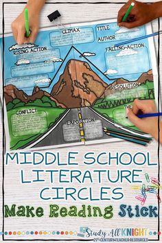 the middle school literature circles make reading stickers for students to practice their writing skills