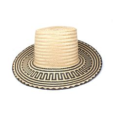 This Wayúu hat has been handwoven in La Guajira desert out of Mawisa Palm straw. The Andino Hat will instantly refine any look. Its ancestral and head-turning design consists of harmonic geometries circling its brim and a smooth natural feel on its crown. Match it with a long white kaftan and leather sandals for a timeless ensemble.  Each hat is crafted in Mawisa palm which is cultivated, harvested, and sun-baked in Colombia, where it is then woven by artisans from the Wayuu indigenous community Coffin Nails Designs Summer, White Kaftan, Indigenous Community, Artisan Gift, Mens Jewelry Bracelet, Fine Earrings, Straw Hat, Black Shorts, Badger