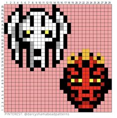 a cross stitch pattern with an animal head on it's face and another pixellated piece of art in the background