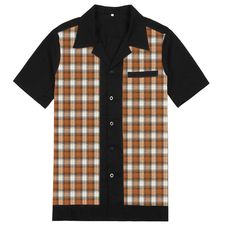 Mens Shirt Short Sleeve Retro Rockabilly Bowling Casual Plaid Shirts  Chest measurement: Size M:115cm/44" Size L:123cm/47.5" Size XL:131cm/51" Length of the shirt:76cm/29" ATTENTION:                        It is US size.                        There will be 2~3cm/inch deviation due to hand measure. the colors may not 100% correspond to the the item due to different monitors and lights Hip Hop Dress, Dress Shirts Men, Vintage Bowling Shirts, Rave Shirts, Rockabilly Shirts, 50s Rockabilly, Plaid Sleeve, Plaid Shirt Men, Shirts Short Sleeve