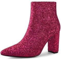 These stylish boots are made of a material that will be a big hit. They have an elasticated side zipper, sequin upper, and high-block heels for an added touch of style. They are great for parties, clubs, dating, daily, and going out. These boots are eye-catching, so just pair them with your skirts or skinny jeans to create a stylish, fashionable look. Halloween Costume Boots, Sparkle Boots, Chunky Heel Ankle Boots, Glitter Design, Back To College, Womens Chunky Heels, Hiking Boots Women, Block Heel Ankle Boots, Chunky High Heels