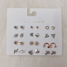 La Hearts 12 Pack Mixed Metal Earrings La Hearts Brings Variety Back Into Your Look With The New 12 Pack Mixed Metal Earrings. This Earring Pack Features Small Stud Earrings In Various Designs And Metals. Includes 12 Pairs Of Earrings Post Back Closure Gold & Silver La Hearts Branding Pacsun Jewelry, Earring Pack, Heart Brand, Small Stud Earrings, Mixed Metal Earrings, Small Earrings Studs, Metal Earrings, Mixed Metals, Pacsun