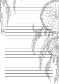 a blank lined paper with an image of a dream catcher