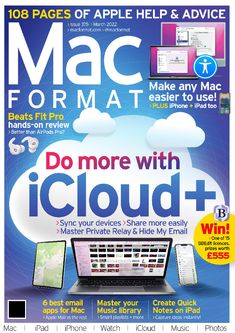 the cover of mac format magazine with an image of a laptop and other electronic devices