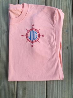 This compass monogram coastal shirt is great for this summer. A great tshirt to add to any wardrobe!   Tshirt are made of 100% cotton and unisex in size.  In sellers notes please add: 1. Initials: first, last, middle  2. Color thread for compass 3. Color thread for initials 4. Font for initials Color of shirt shown in picture is orange with Rust thread and royal monogram. Royal Monogram, Certified Medical Assistant, Rad Tech, Compass, Fleece Jacket, Womens Clothing Tops, This Summer, Nautical, Long Sleeve Tshirt Men