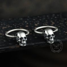 Skull Earring, Skull King, Sterling Silver Skull Rings, Gothic Bracelet, King Crown, Punk Earrings, Viking Pendant, Viking Bracelet, Gothic Earrings