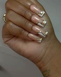 Gold Acrylic Nails, Milky Nails, Acrylic Toe Nails, French Tip Nail Designs, Pick A Color, French Acrylic Nails