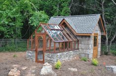 a small house made out of stones and wood