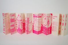 four folded cards with pink and white designs