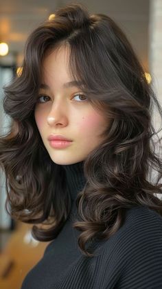 follow Hairstyle For Curls, Whimsical Bangs, Wavy Hairstyles With Bangs, Hair Bangs Ideas, Cute Bangs Hairstyles, Curl Bangs, Curls With Bangs, Side Part Hairstyle, Side Part Hair