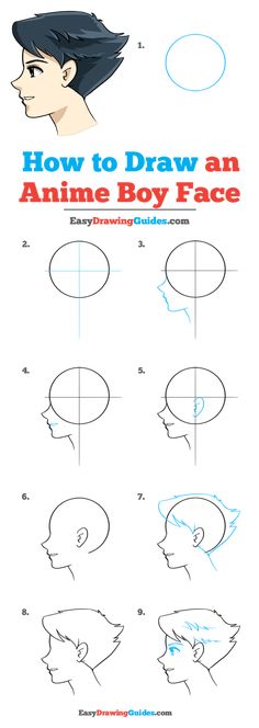 how to draw an anime boy face