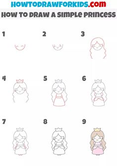 how to draw simple princesses step by step instructions for kids and beginners with pictures