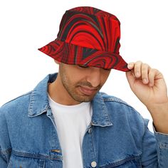 Immerse yourself in the pulsating rhythm of the music and let our Raging Red Groove Vibes Bucket Hat elevate your festival experience. Designed for the passionate music lovers, EDM enthusiasts, and dedicated Red Rocks show goers, this hat is your ticket to an unforgettable adventure. Crafted from 100% polyester, it offers durability and comfort to withstand even the most energetic raves. Its Raging Red color scheme, inspired by the beats that fuel your soul, is all about expressing your passion. Available in two sizes with a sewn-in label, this bucket hat ensures style never compromises comfort. With the Raging Red Groove Vibes Bucket Hat, you're not just attending a festival, you're embracing a lifestyle of joy, euphoria, and exhilarating energy. Make every beat count. #RagingRedGroove #M Adjustable Black Artistic Hat, Black Adjustable Artistic Hat, Artistic Adjustable Black Hat, Artistic Black Adjustable Hat, Red Bucket Hat For Festivals, Adjustable Red Festival Hat, Adjustable Red Bucket Hat, Adjustable Black Hat For Music Festival, Red Bucket Hat For Summer Festival