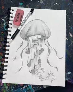 Jellyfish  drawing art Pictures Of Jellyfish, Aesthetic Pictures To Draw Pencil, Drawing Of A Jellyfish, Sea Creatures Drawing Realistic, Jellyfish Pencil Drawing, How To Draw A Jellyfish Step By Step, Jellyfish Drawing Pencil, Sketches Jellyfish, Jellyfish Painting Acrylic Easy