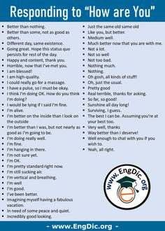 a poster with the words responding to how are you?