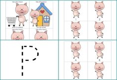 an image of pigs in different positions to learn how to write the letter f with pictures