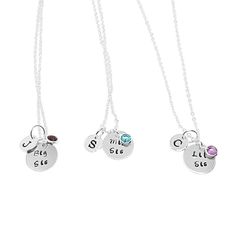 Sister Necklace, Set For 3 With Crystal Birthstone, Personalized Big Sis Necklace, Middle Sis Necklace, Little Sis Necklace, Set Of Three Hand Stamped Sister Necklace Set For 3 With Crystal Birthstone The chain is silver electroformed tarnish resistance and the hand stamp tags are aluminum which is durable too, doesn't fade, will last for years. You can customize this necklace with what you have in mind.  Use the ''Note to seller box'' to tell me the birthstone and initial of your choice. With 6mm crystal birthstone Click here for more necklaces... https://www.etsy.com/shop/iCANbyTrinity Sister Necklaces, Sister Necklace Set, Bible Verse Necklace, Message Necklace, Dance Necklace, Hand Stamped Keychain, Necklace Quotes, Sister Necklace, Hand Stamped Necklace