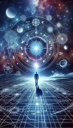 Imagen de una persona meditando bajo un cielo estrellado, simbolizando la transformación y sanación a través de la astrología kármica. Spiritual Art Soul, Healing Codes, Spiritual Art, Sacred Geometry, Cosmos, Geometry, Zen, Spirituality, Paintings