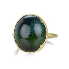 Gabriella Kiss Oval Blue Green Tourmaline Cabochon Ring | Quadrum Gall - Quadrum Gallery Tropical Lagoon, Anthony Lent, Gabriella Kiss, Hudson Valley Ny, Chestnut Hill, Tourmaline Stone, Cabochon Ring, 18k Yellow Gold Ring, Yellow Gold Ring