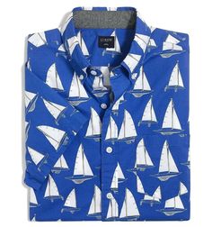 For Sale:  One Men's, "Hawaiian Style"  Camp Shirt.  SIze: Medium Condition:  Brand New With Tags In Packaging. MSRP: $54.50 Features: Button Up Short Sleeve Breast Pocket Thanks for looking! =Skip's Stash= J Crew Mens, Blue Boat, Camp Shirt, Hawaiian Style, Slim Fit Shorts, Camping Shirt, Medium Blue, Boats, Printed Shirts