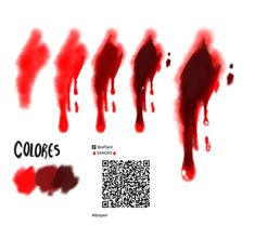 red ink splattered on white paper with the word colors in black and white