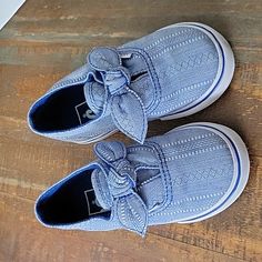 Never Worn And Love Them, But My Kiddo Needs Another ½ Size Up. Cute Blue Slip-on Sneakers, Cute Vans Sneakers For Spring, Spring Vans Sneakers, Vans Blue, Shoes Vans, Shoes Color, True Blue, Vans Shoes, Chambray