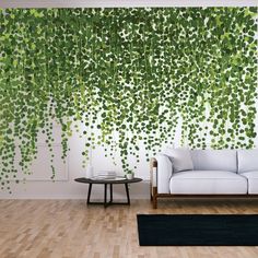 Adorn your living room wall with this beautiful climbing ivy plant wallpaperThis is very simple but gives your living room a beautiful touchThis can be customized to fit your needsPlease message for custom sizes if you do not see the size you need. Bedroom Wallpaper Murals, Clinic Decor, Leaf Curtains, Ivy Plants, Small Wallpaper, Inspire Me Home Decor, Botanical Wallpaper, Forest Wallpaper, Wallpaper Removable